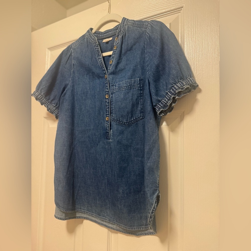 Pilcro Indigo Denim Henley Blouse - Picture 7 of 16